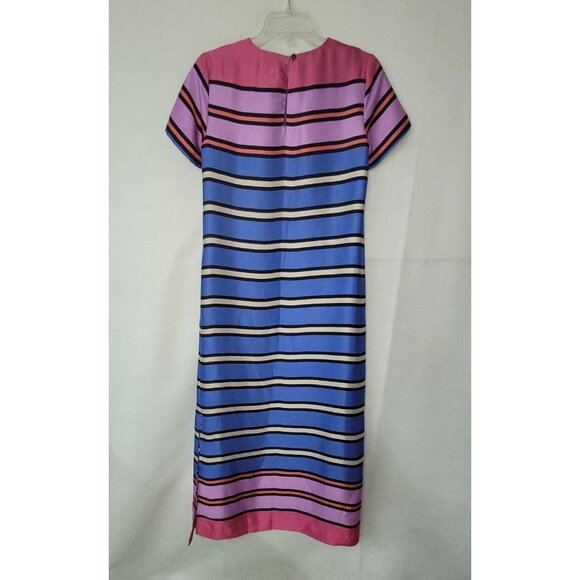 Ann Taylor Multicolor Stripe Maxi Dress Womens‎ XS Lined Silk Feel Side Slits - Picture 5 of 12